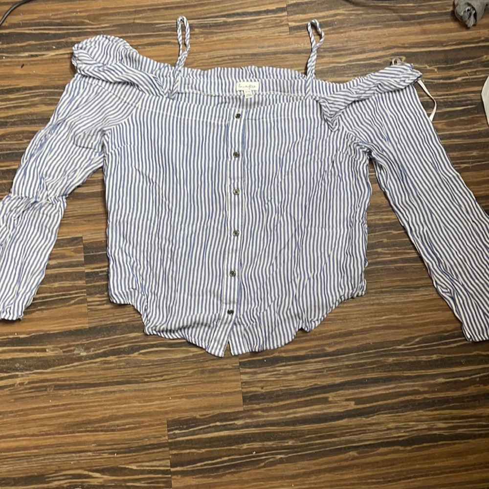 Navy/White Blouse Love Fire